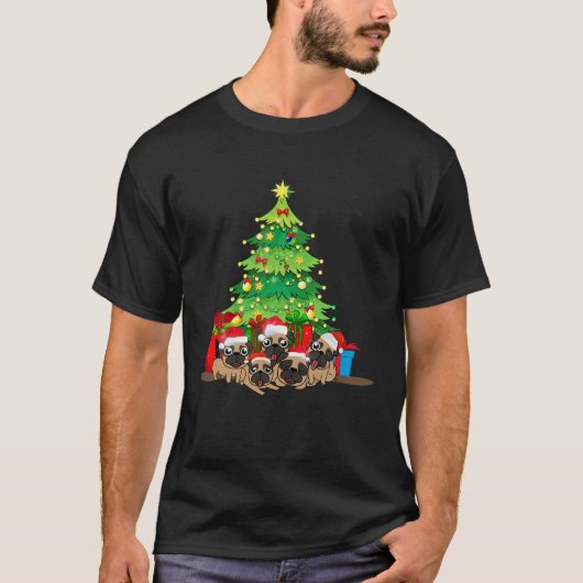 Santa Mops Hund Weihnachten Frohe Pugmas Weihnacht T-Shirt (Vorderseite)