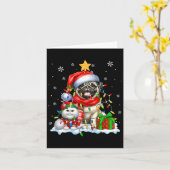 Santa Mops mit Elf Katze Weihnachtsleuchten Besitz Karte (Gelbe Blume)