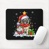 Santa Mops mit Elf Katze Weihnachtsleuchten Besitz Mousepad (Mit Mouse)