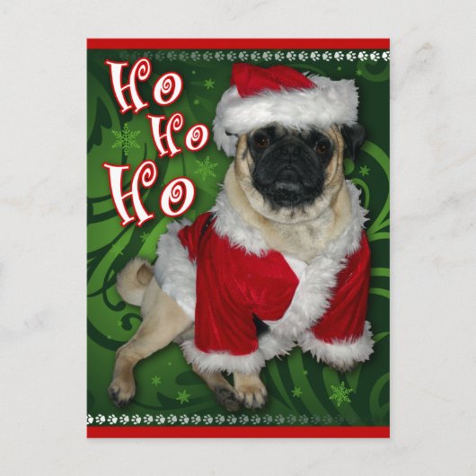Santa Mops Postkarte (Vorderseite)