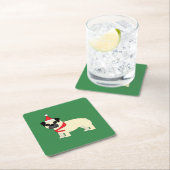 Santa Mops Rechteckiger Pappuntersetzer (Vor Ort)