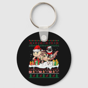 Santa Mops Riding Axolotl Weihnachtskrüge Lover O Schlüsselanhänger