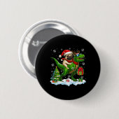 Santa Mops Riding Rentier T-rex Weihnachtskids Tod Button (Vorne & Hinten)