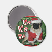 Santa Mops Round Magnet (Vorderseite/Rückseite)