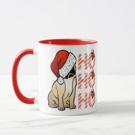 Santa Mops Tasse Niedlicher Hund in Weihnachtsmann