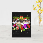 Santa Möpsen in Weihnachtssocken Funny Weihnachten Karte (Gelbe Blume)