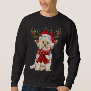 Santa Morkie Dog Rentier Weihnachtsbeleuchtung Sweatshirt