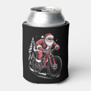 Santa Mountainbike fahren Weihnachtsbäume Xmas Dosenkühler