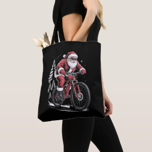 Santa Mountainbike fahren Weihnachtsbäume Xmas Tasche