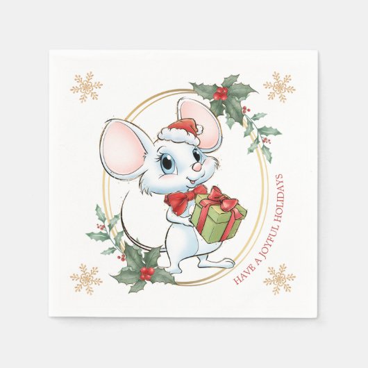 Santa Mouse Christmas Favor Serviette (Vorderseite)