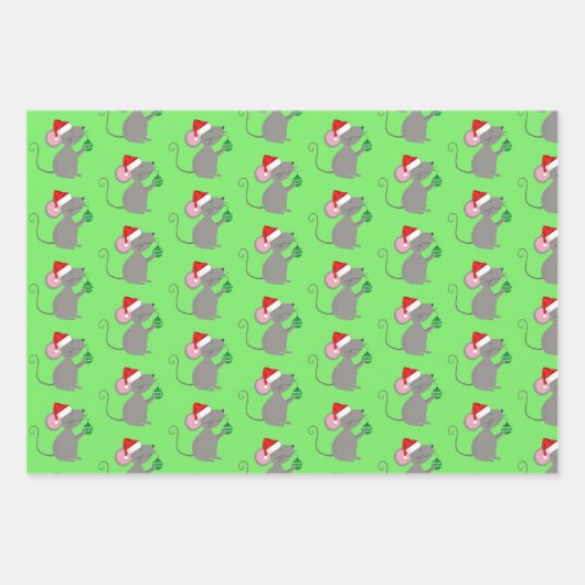 Santa Mouse Geschenkpapier Set (Vorderseite)