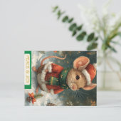 Santa Mouse Holiday Postcard Feiertagspostkarte (Stehend Vorderseite)