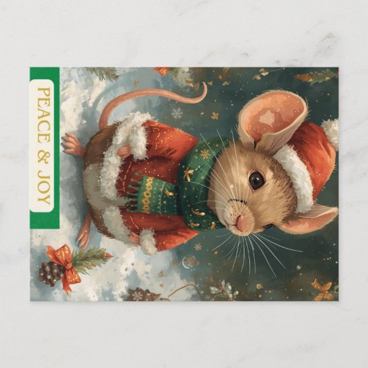 Santa Mouse Holiday Postcard Feiertagspostkarte (Vorderseite)