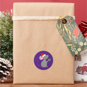 Santa Mouse Runder Aufkleber