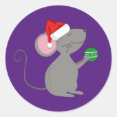 Santa Mouse Runder Aufkleber (Vorderseite)