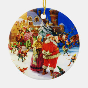 Santa & Mrs. Claus am Nordpol am Heiligen Abend Keramik Ornament