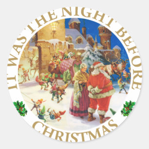 Santa & Mrs., Claus am Nordpol Runder Aufkleber