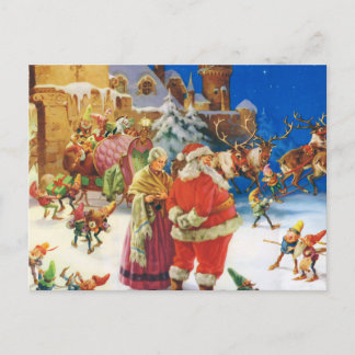 Santa & Mrs Claus at the North Pole, Christmas Eve Feiertagspostkarte