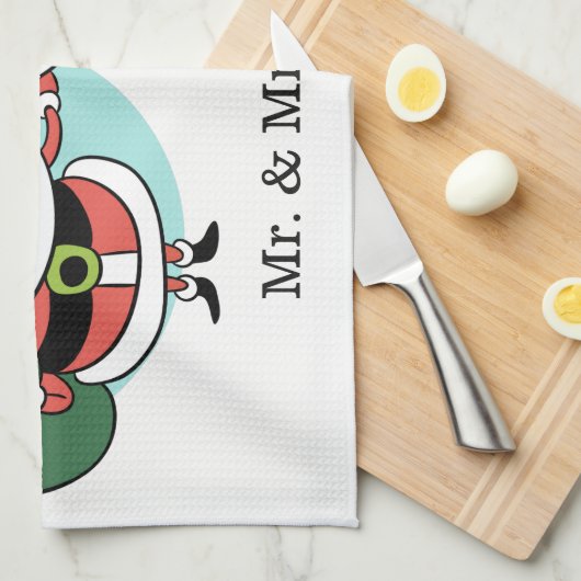 Santa & Mrs Claus individuelle Name Küchenhandtuch Küchentuch (Viertel Falte)