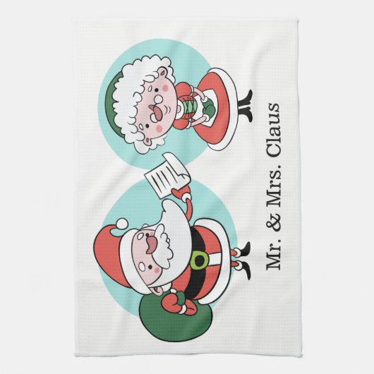 Santa & Mrs Claus individuelle Name Küchenhandtuch Küchentuch (Vertikal)