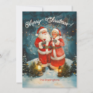 Santa Mrs Claus Merry Christmas Feiertagskarte