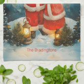 Santa Mrs Claus Merry Christmas Geschirrtuch (Gefaltet)