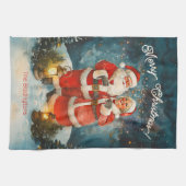 Santa Mrs Claus Merry Christmas Geschirrtuch (Horizontal)