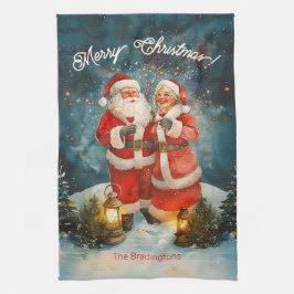 Santa Mrs Claus Merry Christmas Geschirrtuch
