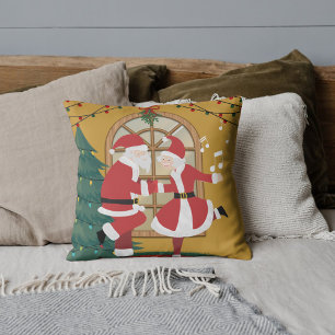 Santa & Mrs. Claus tanzen zusammen Weihnachtsdruck Kissen