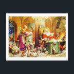 Santa & Mrs Claus & the Elves Karo Seine Liste Feiertagspostkarte<br><div class="desc">Der Weihnachtsmann und Frau Claus und der Elfen Karo Seine Liste</div>