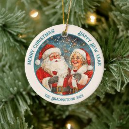 Santa Mrs Claus Weihnachten Neue Jahre Keramik Ornament
