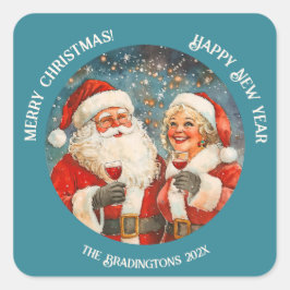 Santa Mrs Claus Weihnachten Quadratischer Aufkleber