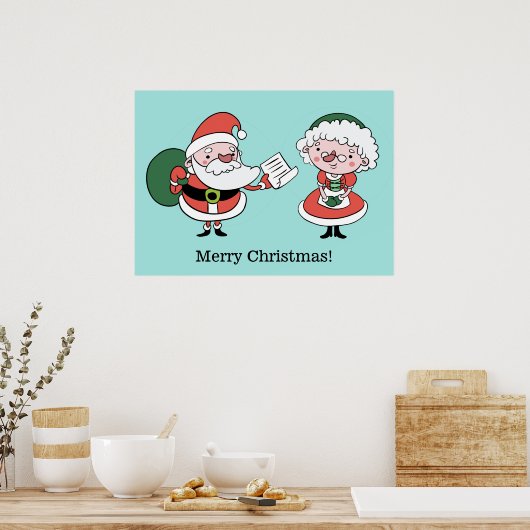 Santa & Mrs. Claus Zollplakat Poster (Küche)