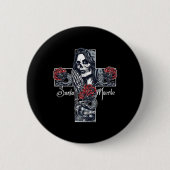 Santa Muerte Cross Button (Vorderseite)