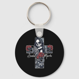 Santa Muerte Cross Schlüsselanhänger