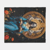 Santa Muerte Fleecedecke (Vorderseite (Horizontal))