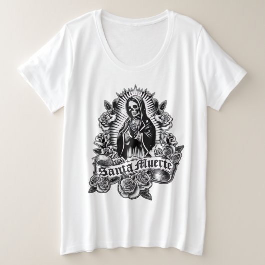Santa Muerte Große Größe T-Shirt (Design vorne)