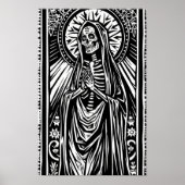 Santa Muerte Linocut Pattern Poster (Vorne)