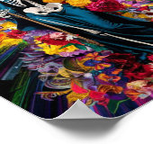 Santa Muerte mit farbenfrohen Lichtplakaten Poster (Ecke)