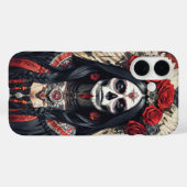 Santa Muerte mit roten Blume verziert Case-Mate iPhone Hülle (Rückseite (Horizontal))