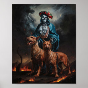 Santa Muerte mit zwei Dog Poster