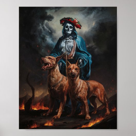 Santa Muerte mit zwei Dog Poster (Vorne)