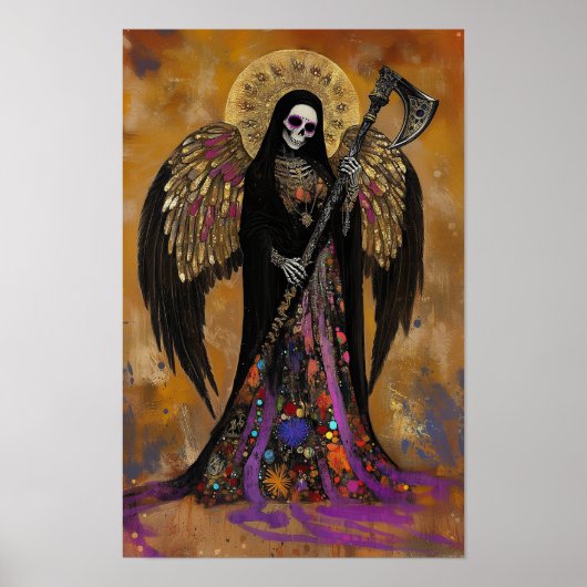 Santa Muerte Mystical Surreal Abstract Portrait Poster (Vorne)