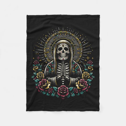 Santa Muerte Perdoname Fleecedecke (Vorderseite)