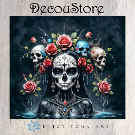 Santa Muerte Rising Decoupage Seidenpapier