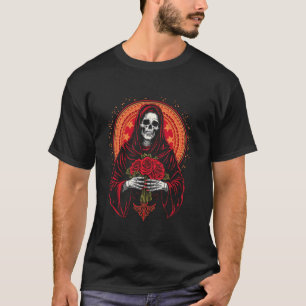 Santa Muerte Rose Sugar Skull Mexican Folklore Ta T-Shirt