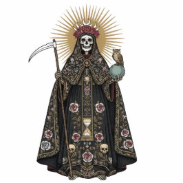 Santa Muerte Saint Holy Death Black Robe 2D Statue Freistehende Fotoskulptur