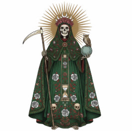 Santa Muerte Saint Holy Death Green Robe 2D Statue Freistehende Fotoskulptur
