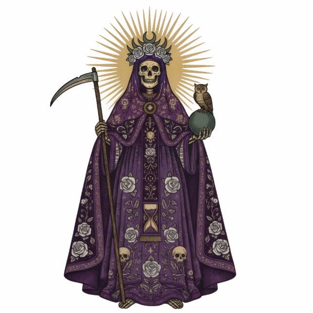 Santa Muerte Saint Holy Death Purple 2D Statue Freistehende Fotoskulptur (Vorne)