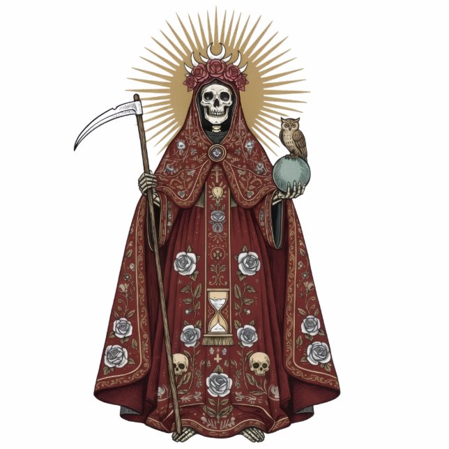 Santa Muerte Saint Holy Death Red Brown 2D Statue Freistehende Fotoskulptur (Vorne)